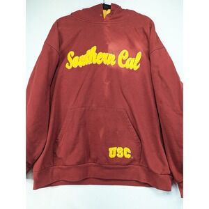 Bleached Russell Athletic USC Trojans Southern Cal Hoodie Sweatshirt 2X Burgundy